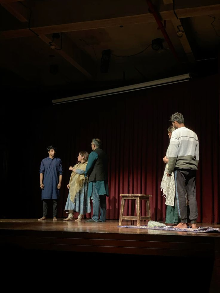 Theatre rehearsal with red curtain — Dramawale teacher training